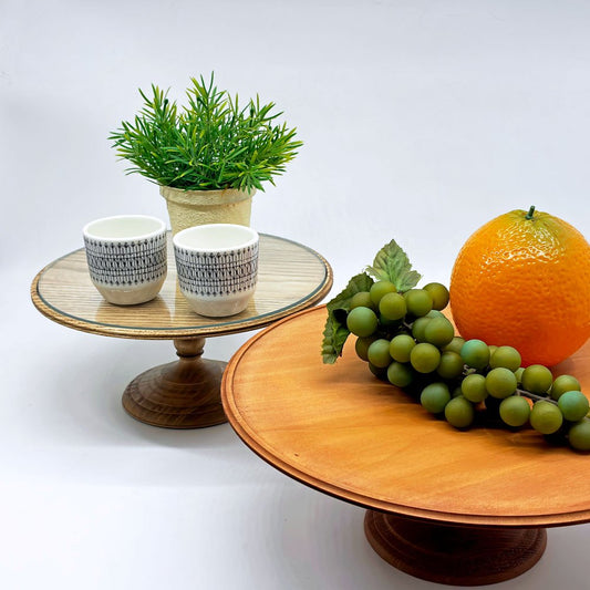 イッカ ICCA ろくろ脚のケーキスタンド Cake Stand Φ24cm 桜材 テーブルウェア 収納袋付き ●