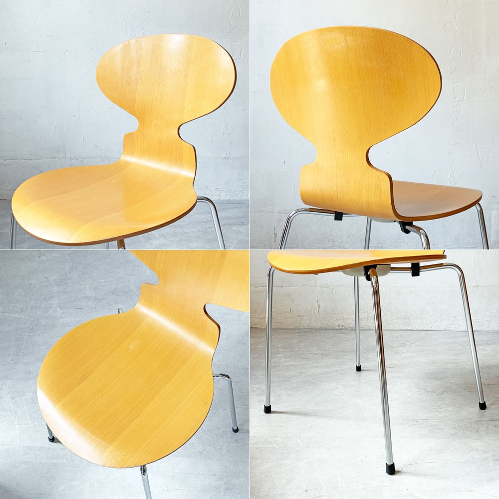 フリッツハンセン Fritz Hansen 3101 アントチェア アリンコチェア 4本脚 ナチュラルビーチ材 ラッカー仕上げ アルネ・ヤコブセン 北欧家具 ★