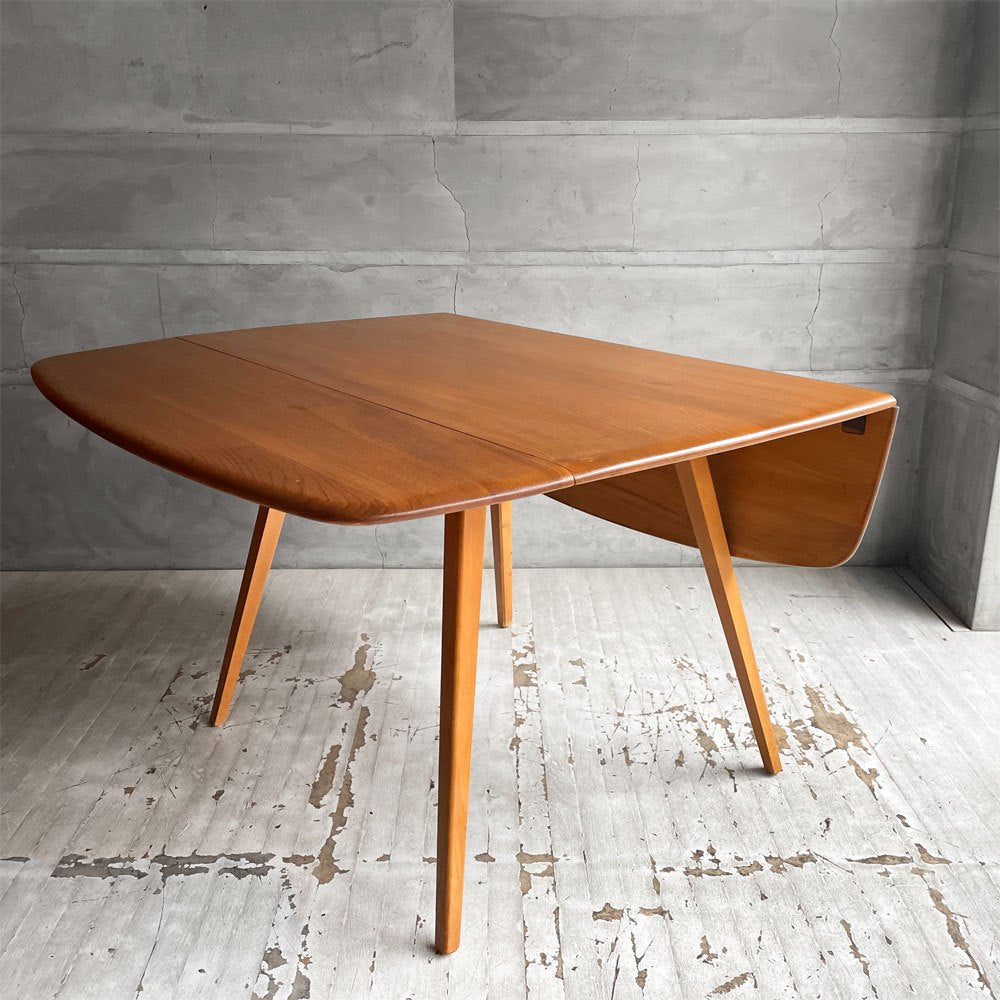 アーコール Ercol ドロップリーフテーブル バタフライテーブル ダイニングテーブル エルム材×ビーチ材 UKビンテージ 英国家具 ♪