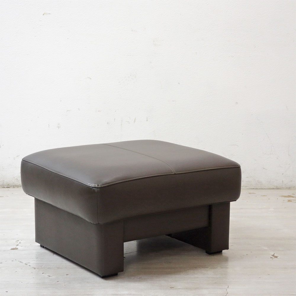 浜本工芸 No.2000 スツール オットマン ダークブラウン 本革張り Sバネ W62cm 国産家具 ●