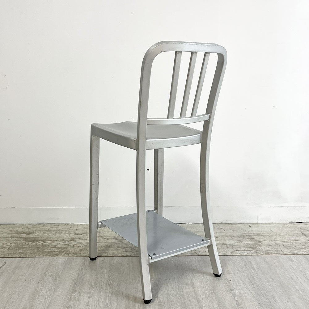 ネイビーバースツール Navy BarStool カウンターチェア リプロダクト アルミニウム インダストリアル デザイン 脚部カット品 H94cm A ●