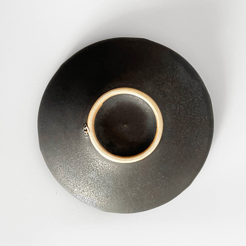 木下和美 輪花鉢 -蕾- 深皿 小鉢 Sサイズ 黒釉 磁器 11cm 現代作家 ■