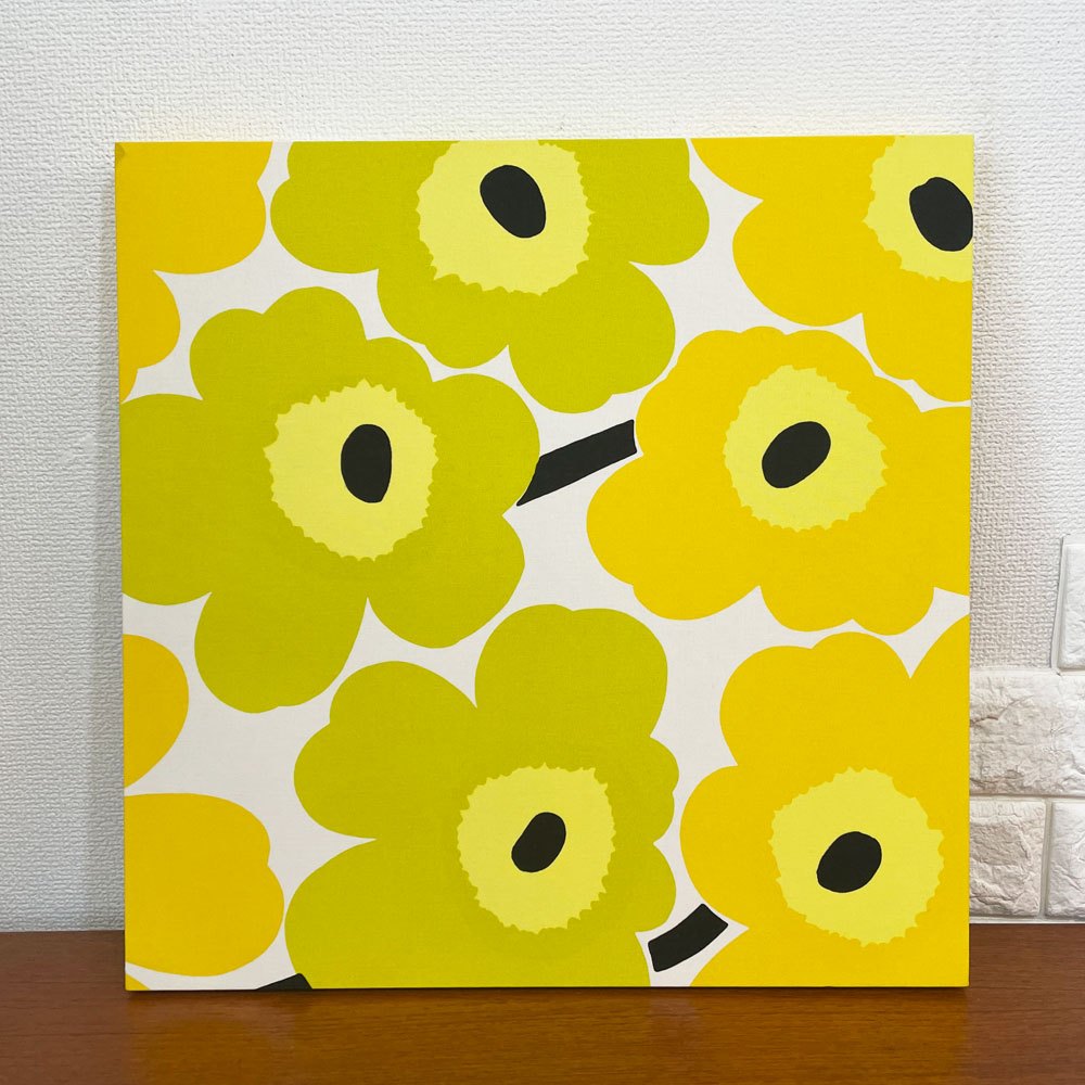 マリメッコ marimekko ウニッコ UNIKKO ファブリックパネル 45×45 マイヤイソラ Maija Isola イエロー フィンランド 北欧雑貨 ◎