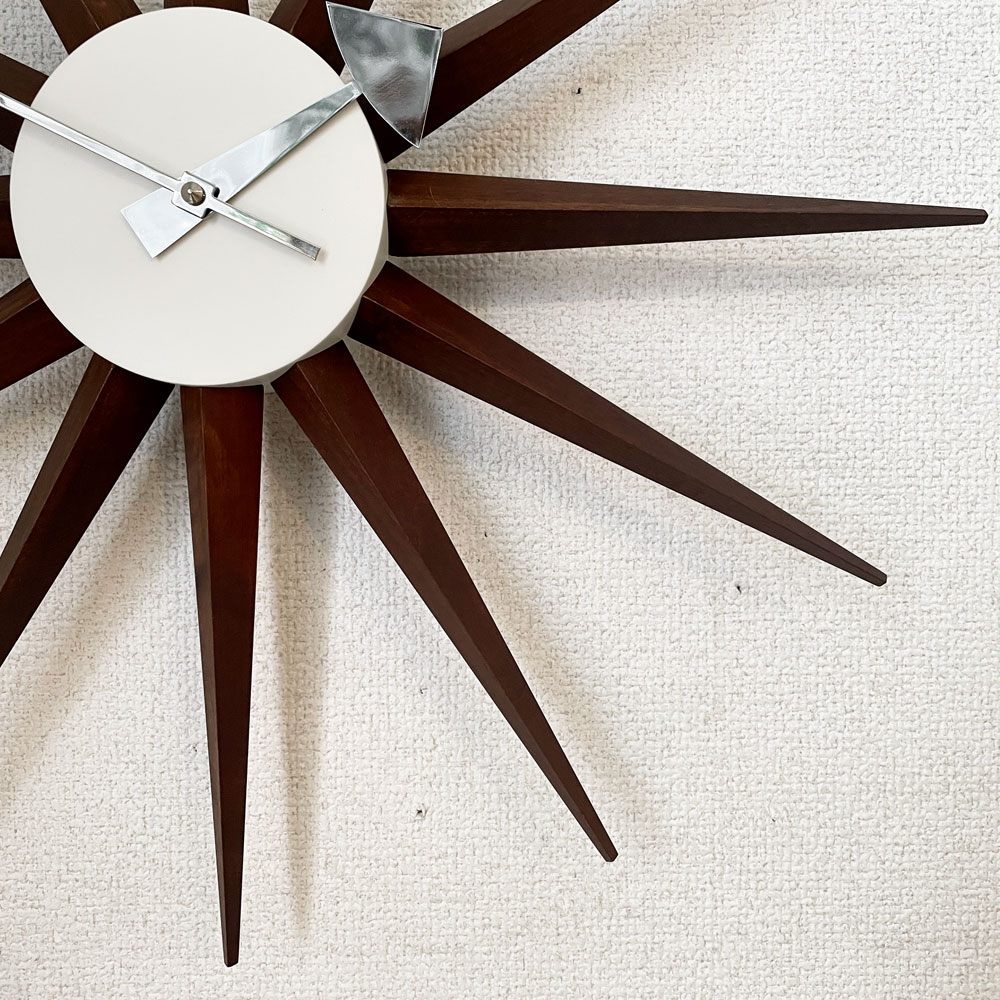 ヴィトラ vitra サンバーストクロック Sunburst Clock ウォールナット ウォールクロック 掛時計 Φ47cm ジョージ・ネルソン ミッドセンチュリー 定価￥68,200- ◎