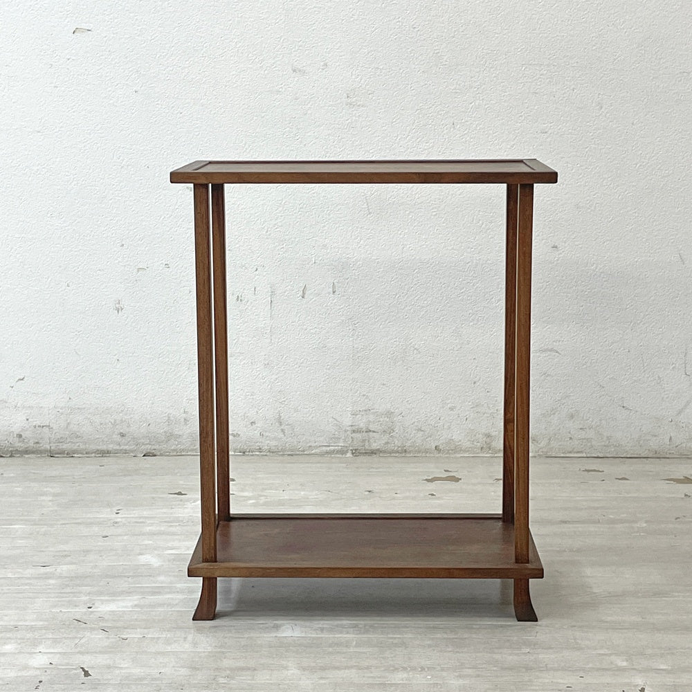 ジャパンビンテージ 木製 花台 飾り棚 サイドテーブル チーク材 W52cm vintage ●