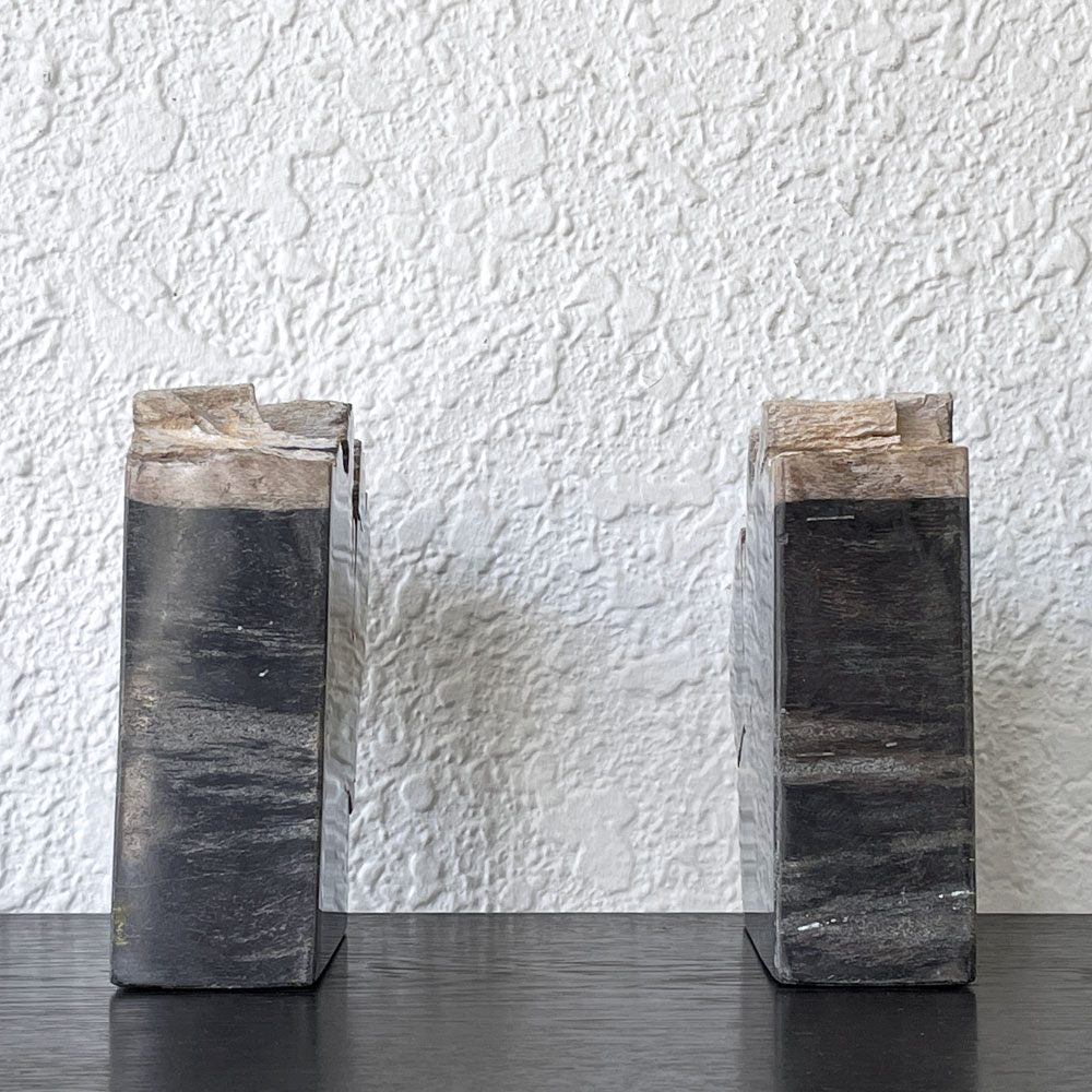 オーク ペトリファイド ウッド OAK Petrified Wood 珪化木 ブックエンド 本立て オブジェ ブラック系 ウッドストーン 鉱石 ◇