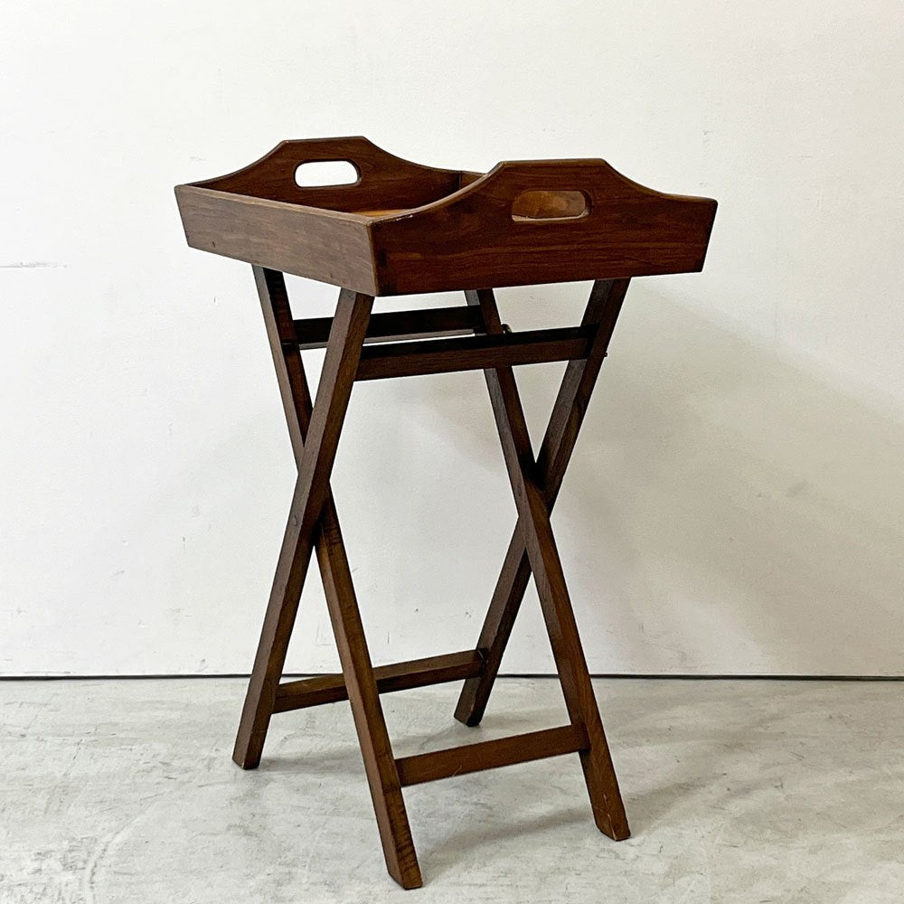 ヒッカドゥワ HIKKADUWA フォールディング トレイテーブル サイドテーブル アジアンチーク無垢材 × バンブー バリ家具 ●