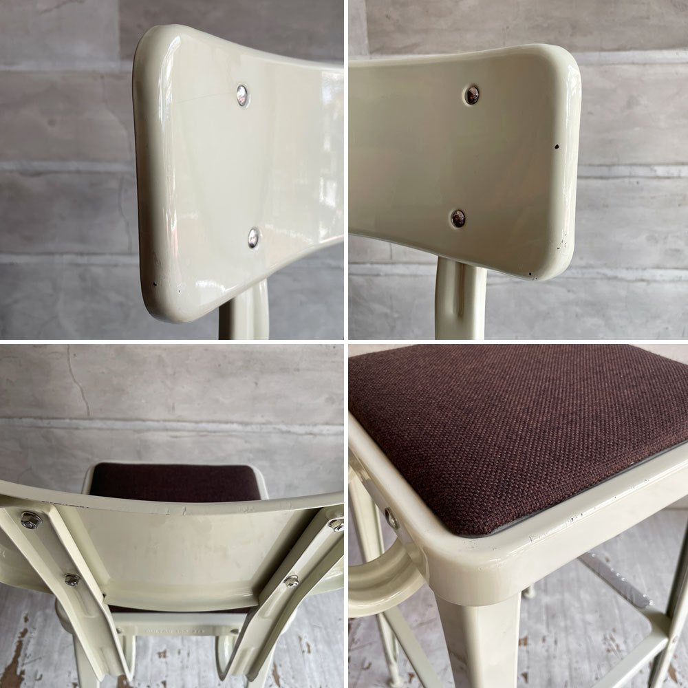 ダルトン DULTON スタンダードバーチェア Standard bar chair ハイチェア アイボリー スチール×ファブリック USビンテージスタイル 座面張替え済 参考定価¥28,600- B♪