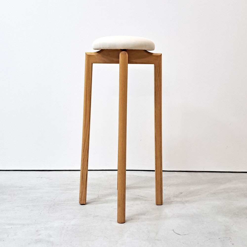 匠工芸 TAKUMI マッシュルームスツール MUSHROOM ハイスツール Lサイズ ファブリック座面  ホワイトアッシュ材 旭川家具 A ●