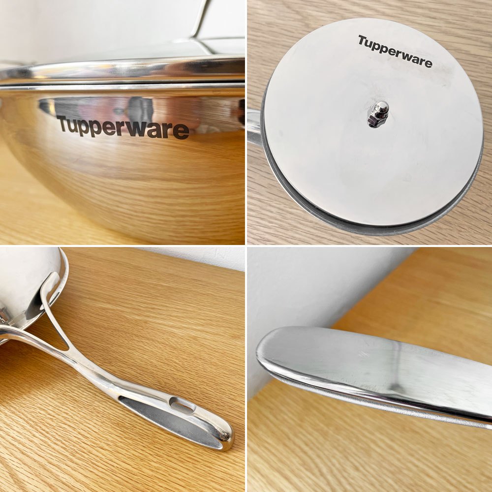 タッパーウェア Tupperware マストロクック ウォック 耐熱180度ガラス蓋付 32cm 中華鍋タイプ IH対応モデル 美品 箱付き ★