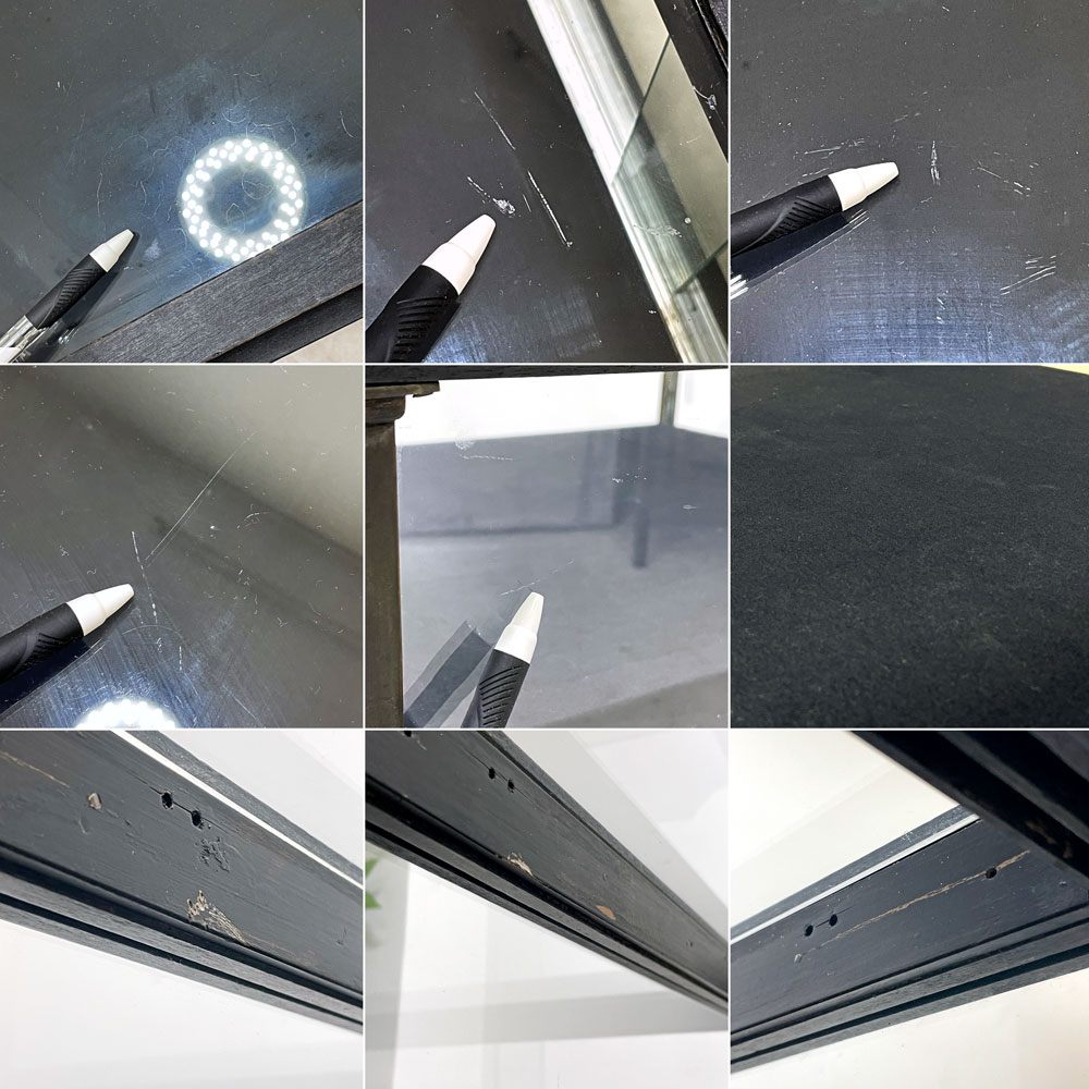 リメイク家具 ガラス ディスプレイケース 台形台座 ラッパ脚 73×73cm 店舗什器 インダストリアルデザイン 一点物 ビンテージ ●