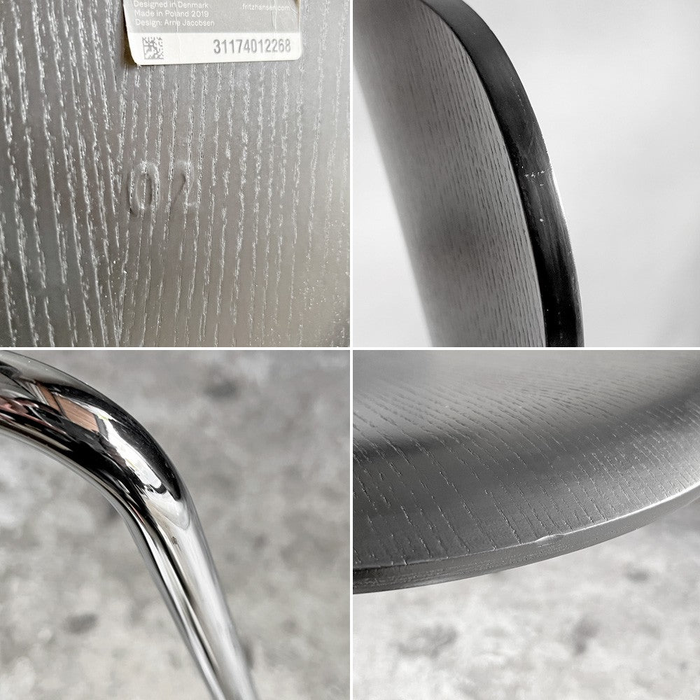 フリッツハンセン Fritz Hansen アントチェア ANT CHAIR 4本脚 ブラック カラードアッシュ 2019年製 アルネ・ヤコブセン デンマーク ■