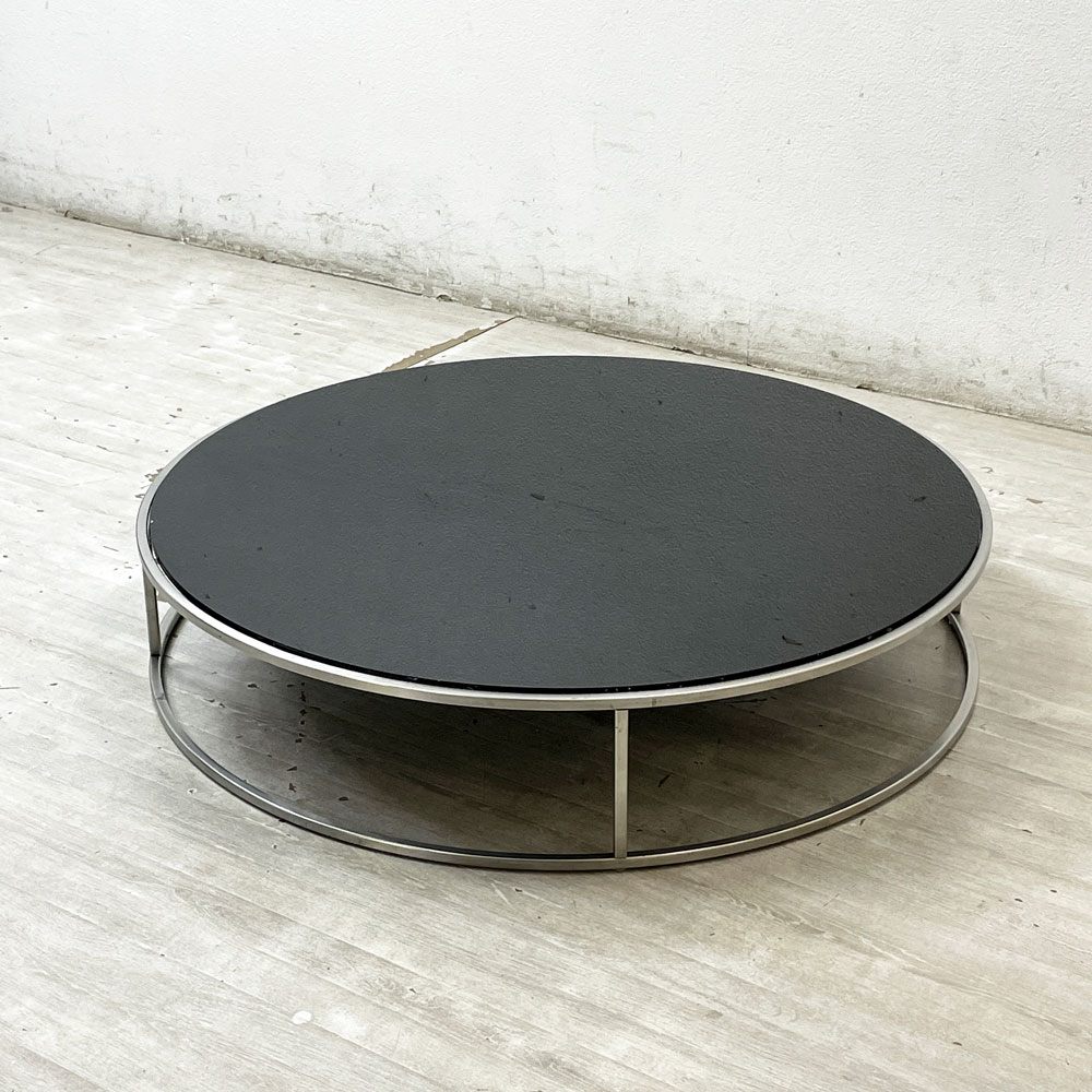 カッシーナ Cassina イル ILE センターテーブル ローテーブル ラウンド ブラック ガラス天板 Φ92cm ピエロ・リッソーニ Piero Lissoni モダン ●