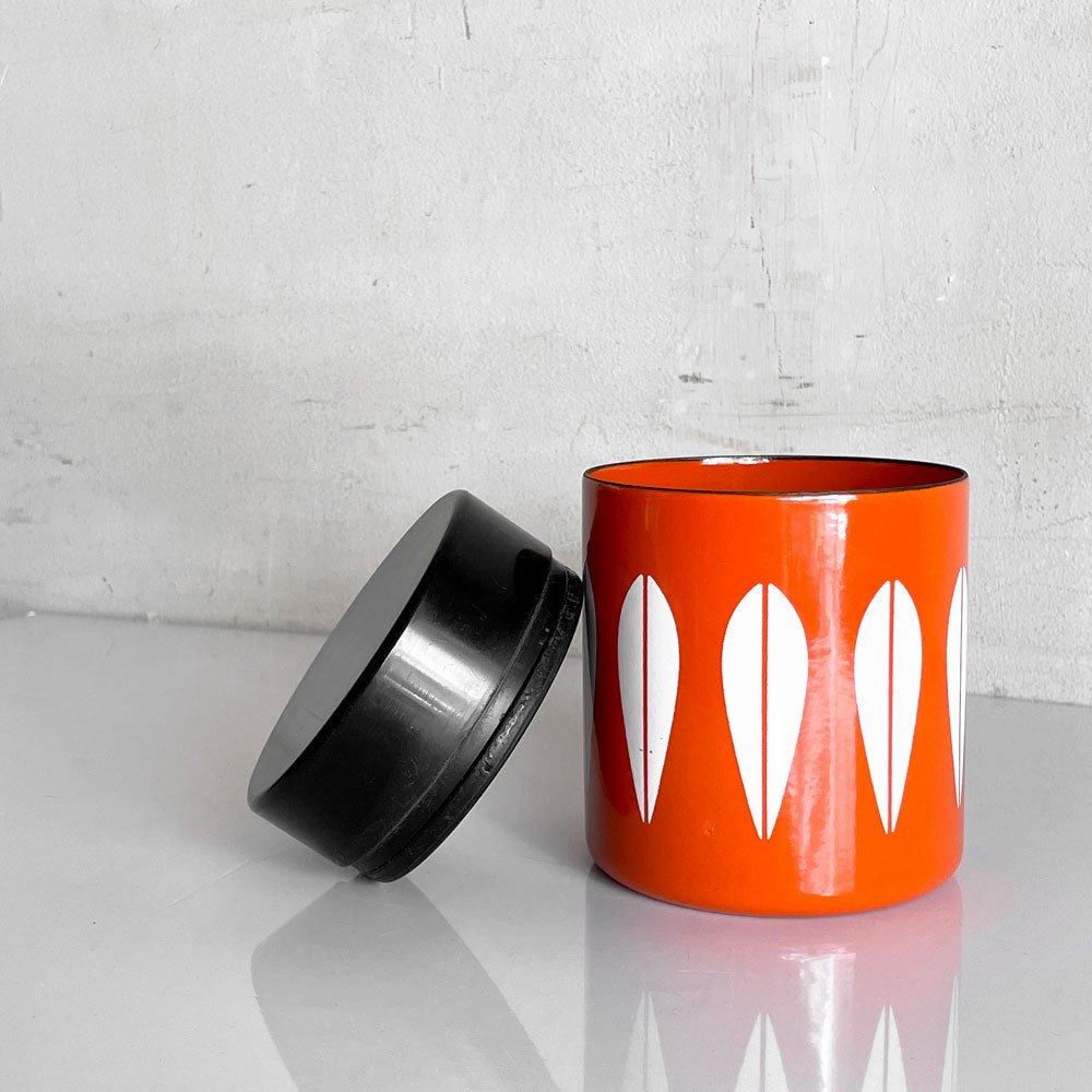 キャサリンホルム Cathrineholm ロータス Lotus キャニスター 缶 オレンジ 蓋付き アルミ製 北欧 ビンテージ ■