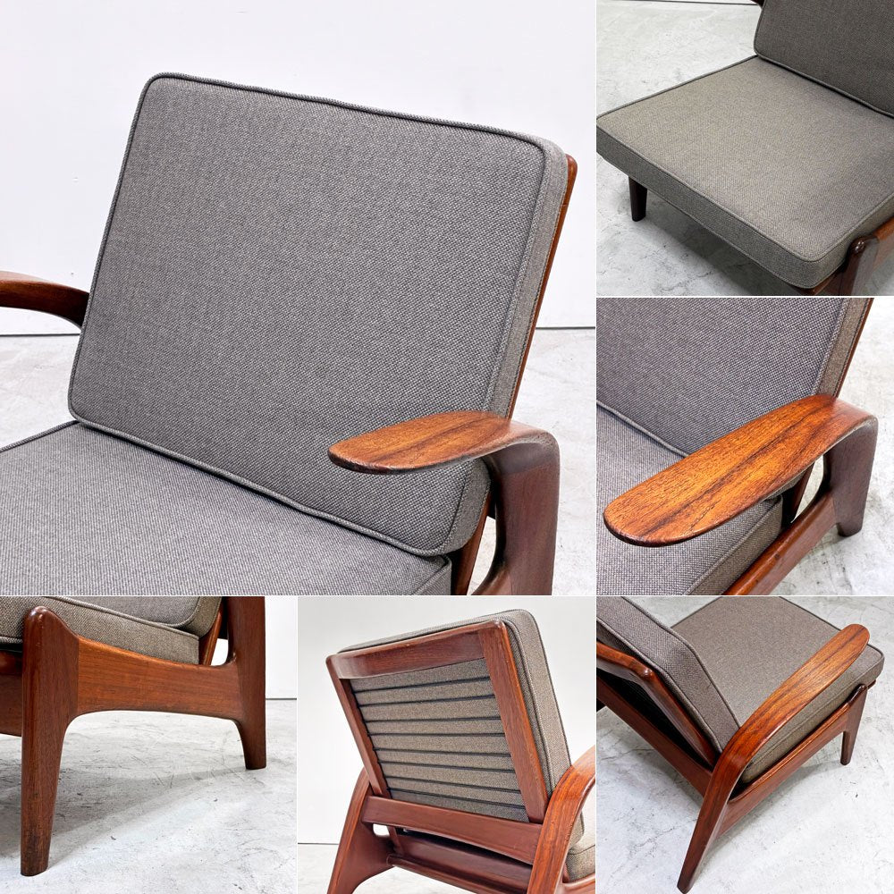 ギムソン＆スレーター Gimson & Slater ローバックラウンジチェア チーク材 Rolf Rastad & Adolf Relling  クッション交換品 イギリスビンテージ 北欧スタイル ●