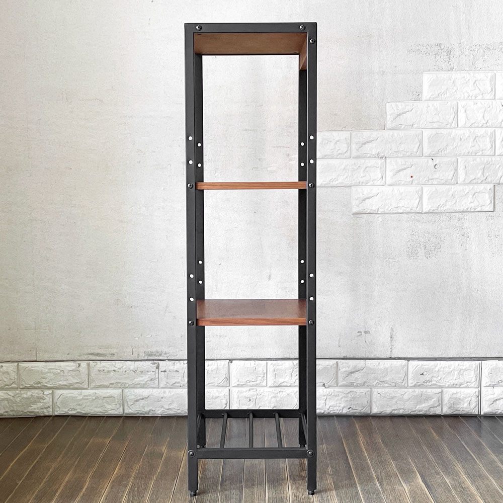 ジョージズ GEORGE'S アンセム anthem スリムラック 4段 ウォールナット材×スチール W35 x H100cm インダストリアル 定価￥17,800- ◎