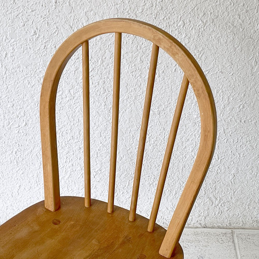 アーコール Ercol フープバックチェア ダイニングチェア スポークバック エルム材 UKビンテージ ブルーラベル 英国家具 ◇
