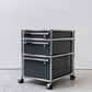ユーエスエムハラー USM Haller モジュラーファニチャー Modular Furniture デスクワゴン キャビネット ロールボーイ 3ドロワー アントラサイト 鍵付き ●