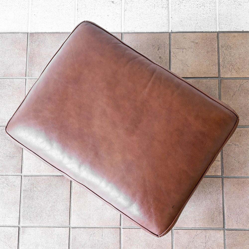 イデー IDEE リラ オットマン RIRA OTTOMAN フットスツール オットマン 本革 レザー ナラ材 ブラウン系 W60cm  ◇