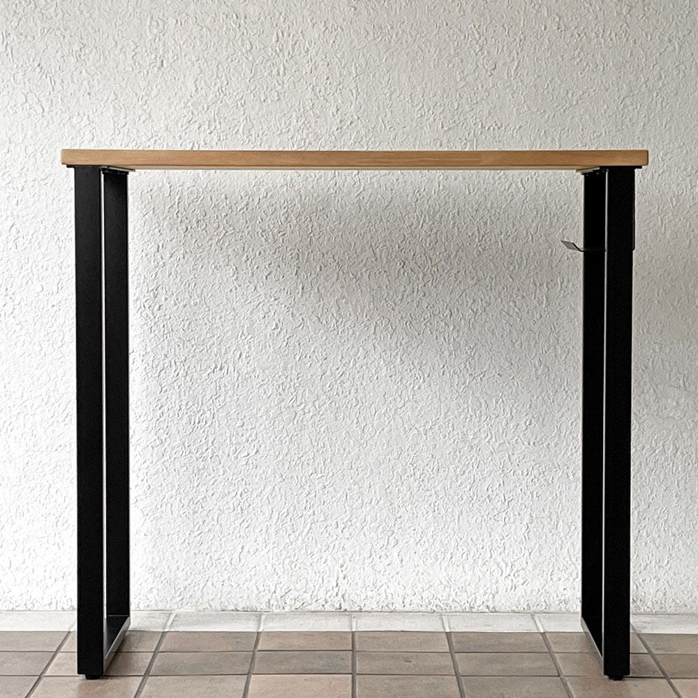かなでもの KANADEMONO ザ・テーブル THE TABLE Black Steel High Rectangle スタンディングデスク W120cm ラバーウッド ナチュラル 定価￥59,500-◇