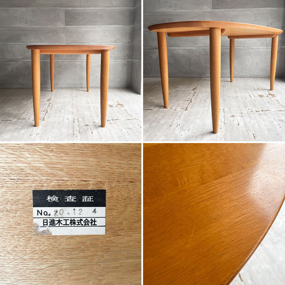 日進木工 Nissin ホワイトウッド WHITE WOOD ダイニングテーブル オーバル型 オーク無垢材 ウレタン塗装 廃番 ♪