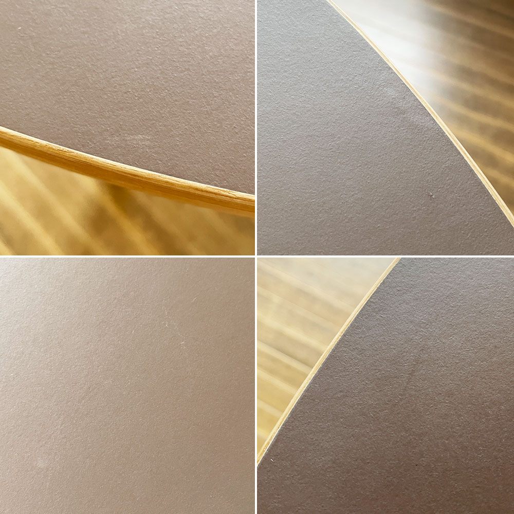 かなでもの KANADEMONO ザ・カフェテーブル THE CAFE TABLE Black Steel 4pin ラウンド Φ80cm リノリウム天板 Mauveカラー 定価￥57,300- ◎