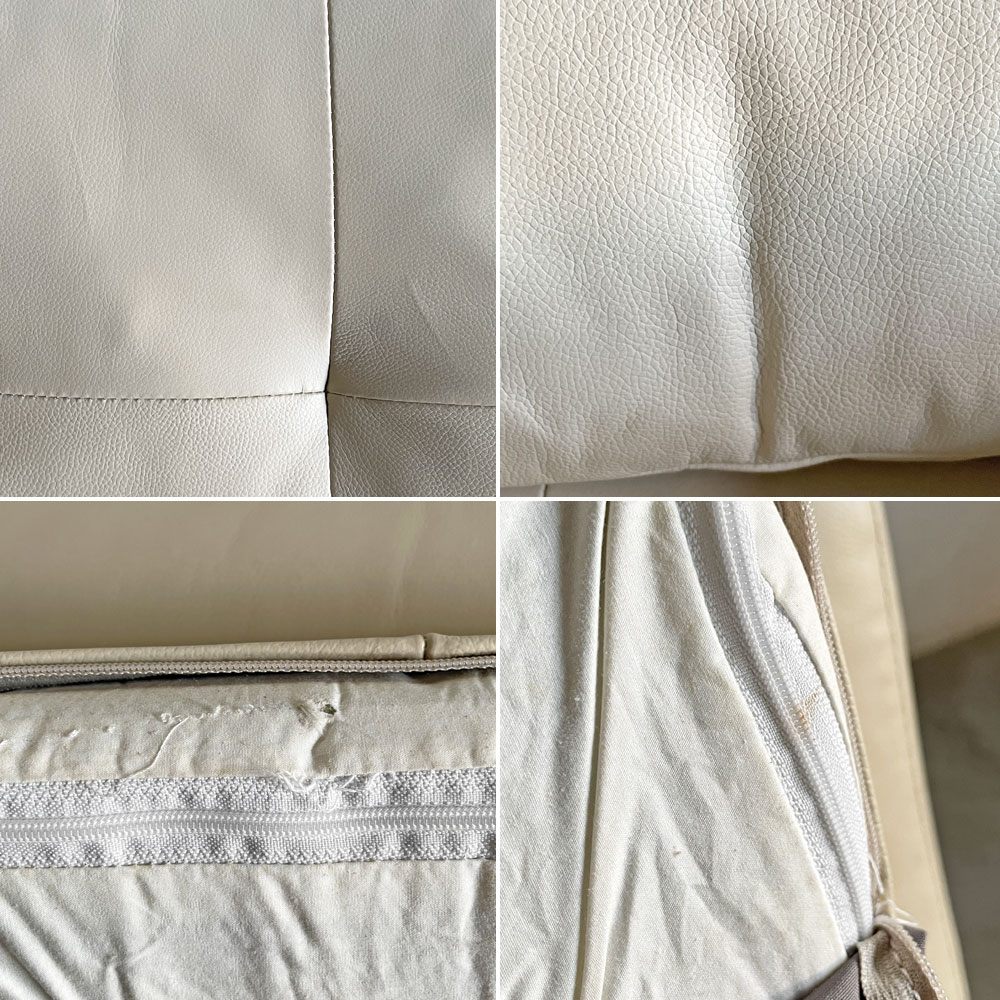 アクタス ACTUS チャプター CHAPTER SOFA 1シーターソファ 牛本革 フェザークッション オフホワイト系 参考価格￥86,000- 〓