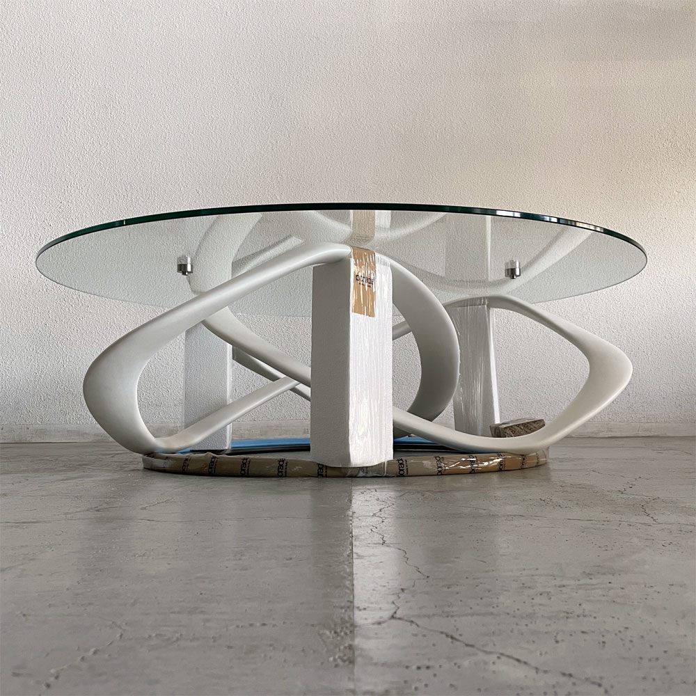 ポラダ porada インフィニティ― INFINITY リビングテーブル Φ120cm ガラス 丸天板 コーヒーテーブル ローテーブル 未使用 美品 ￥649,000～の品 イタリアモダン デザイナーズ家具 〓