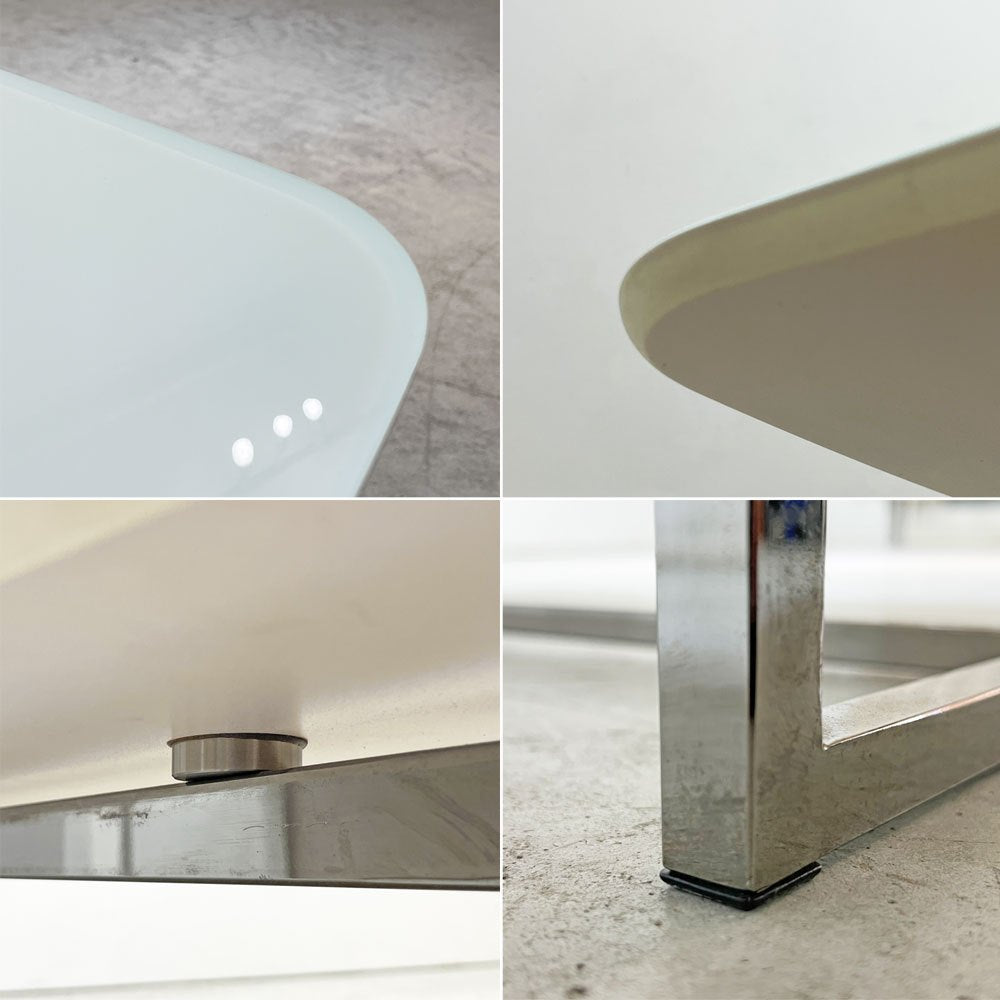 グラス イタリア GLAS ITALIA ラグナ LAGUNA コーヒーテーブル ガラス天板 ホワイト スチールレッグ W164cm イタリアンモダン ●