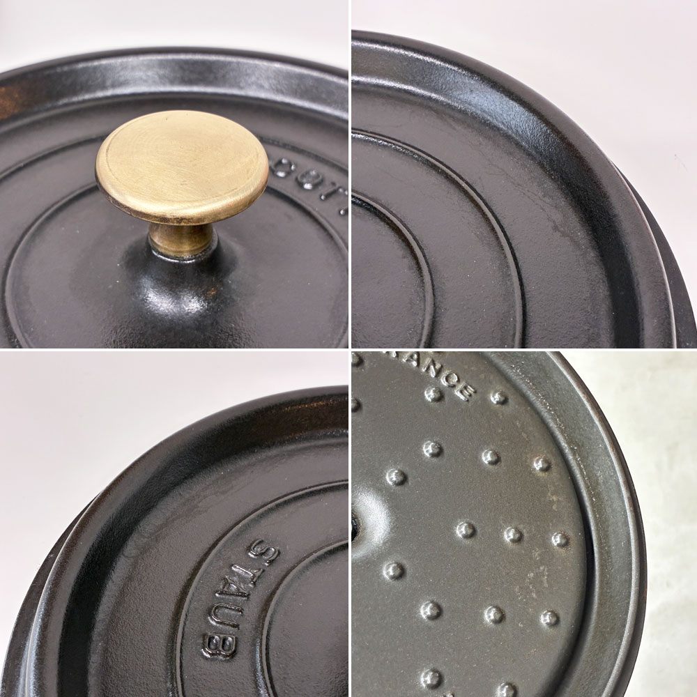 ストウブ STAUB ピコ ココット ラウンド 両手鍋 ブラック 22cm 鋳物 キャセロール ガス オーブン IH対応 フランス ◎