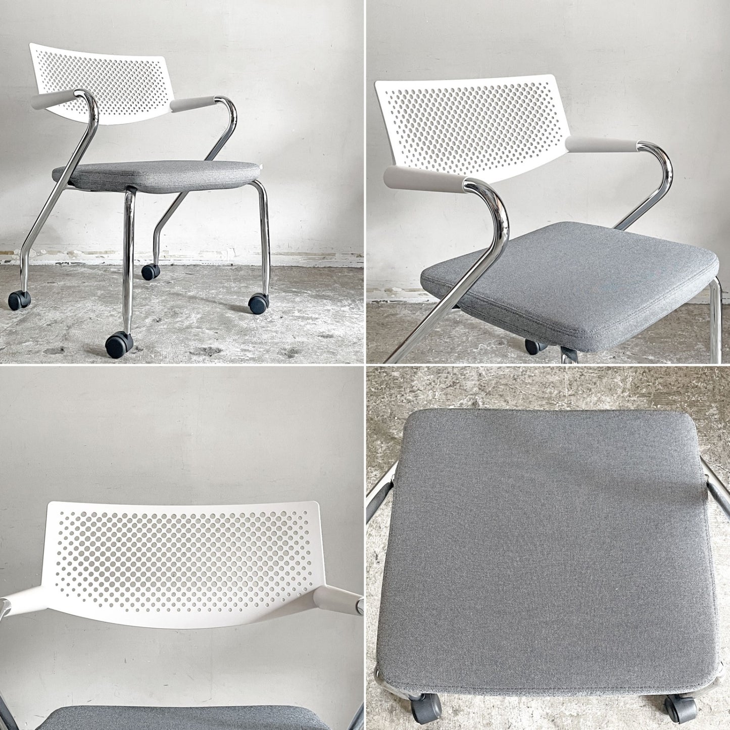 ヴィトラ vitra ビザロール Visaroll デスクチェア ミーティングチェア グレー系 ファブリック キャスターベース スタッキング アントニオ・チッテリオ B ■
