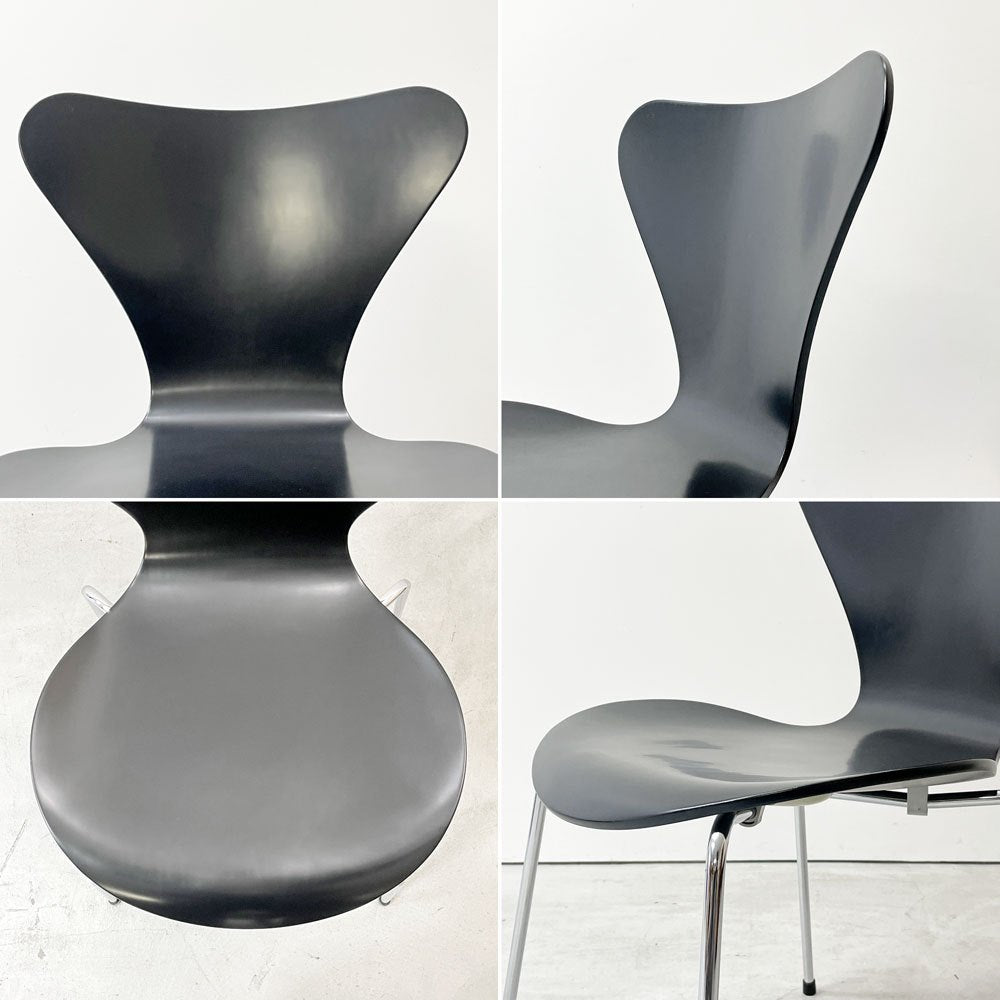 フリッツハンセン Fritz Hansen 3107 セブンチェア ダイニングチェア スタッキングチェア ブラック ラッカー再塗装 アルネ・ヤコブセン デンマーク 北欧家具 ●