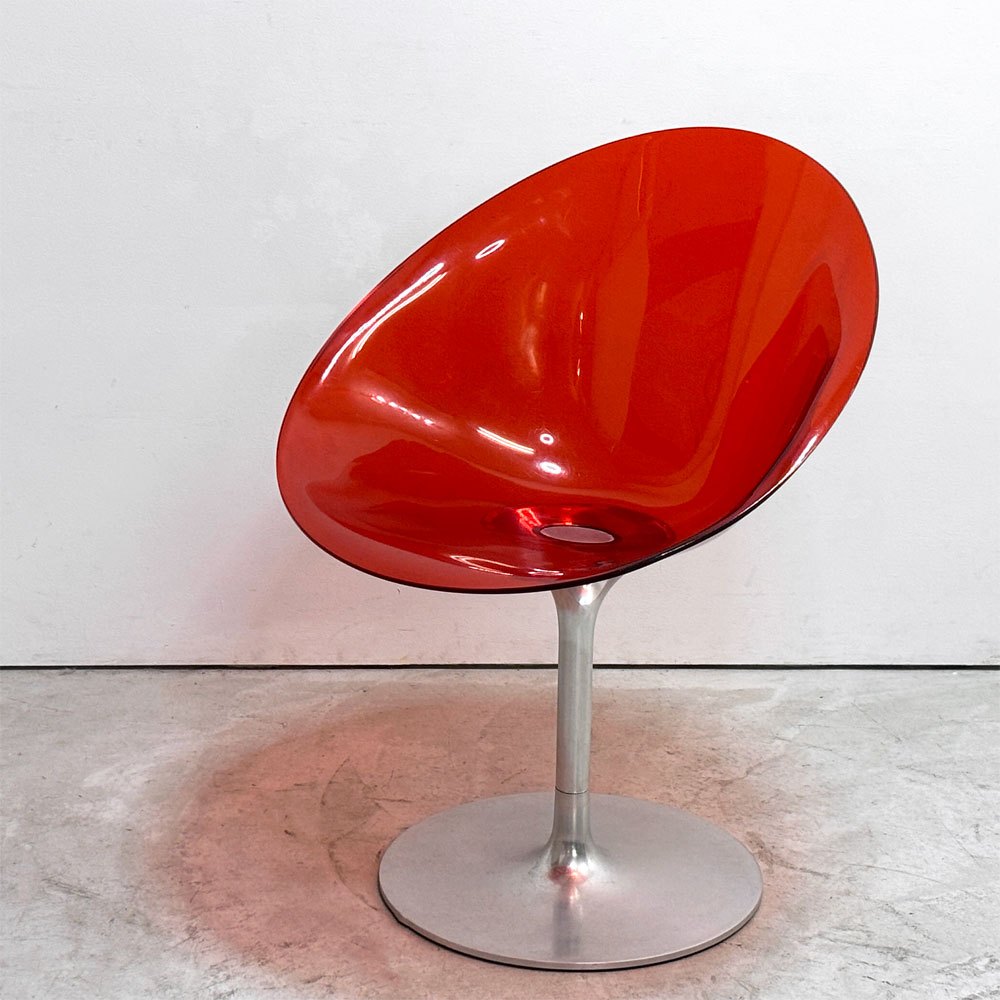 カルテル Kartell エロエス ERO S ダイニングチェア 1本脚 回転式 フィリップスタルク Philippe Starck スペースエイジ イタリアンモダン オレンジレッド ●