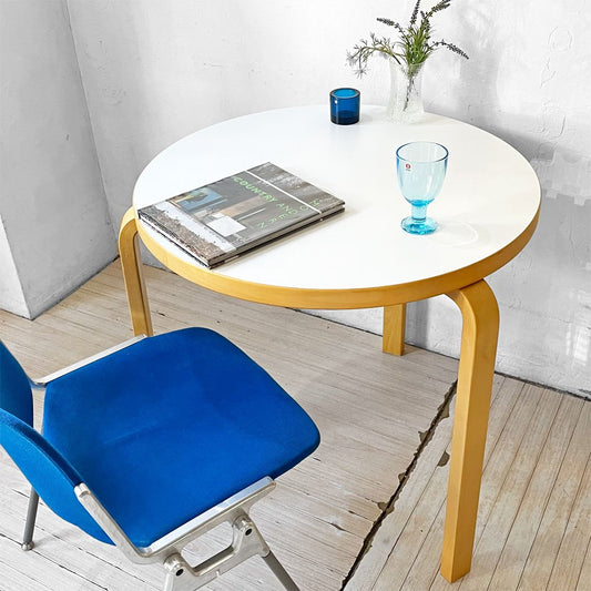 アルテック artek テーブル 90B TABLE ダイニングテーブル ホワイトラミネート天板 バーチ材 3本脚 アルヴァ・アアルト Alvar Aalto フィンランド ★