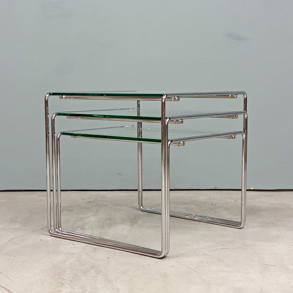 カッシーナ Cassina マルセルT MARCEL T ネストテーブル サイドテーブル ガラス スチール 高濱和秀 モダン 参考定価￥226,600- ◎