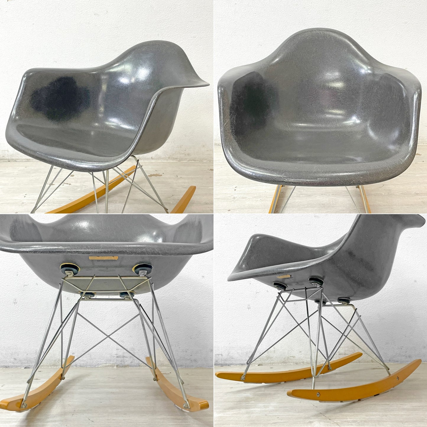 ハーマンミラー Herman Miller アームシェルチェア セカンド 2nd エレファントハイドグレー ロッカーベース イームズ ミッドセンチュリー ●