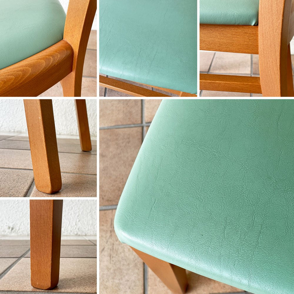 カリガリス Calligaris ビーチ材 ダイニングチェア グリーン系カラー PVCレザーシート 合皮 2脚セット イタリアモダン ◇