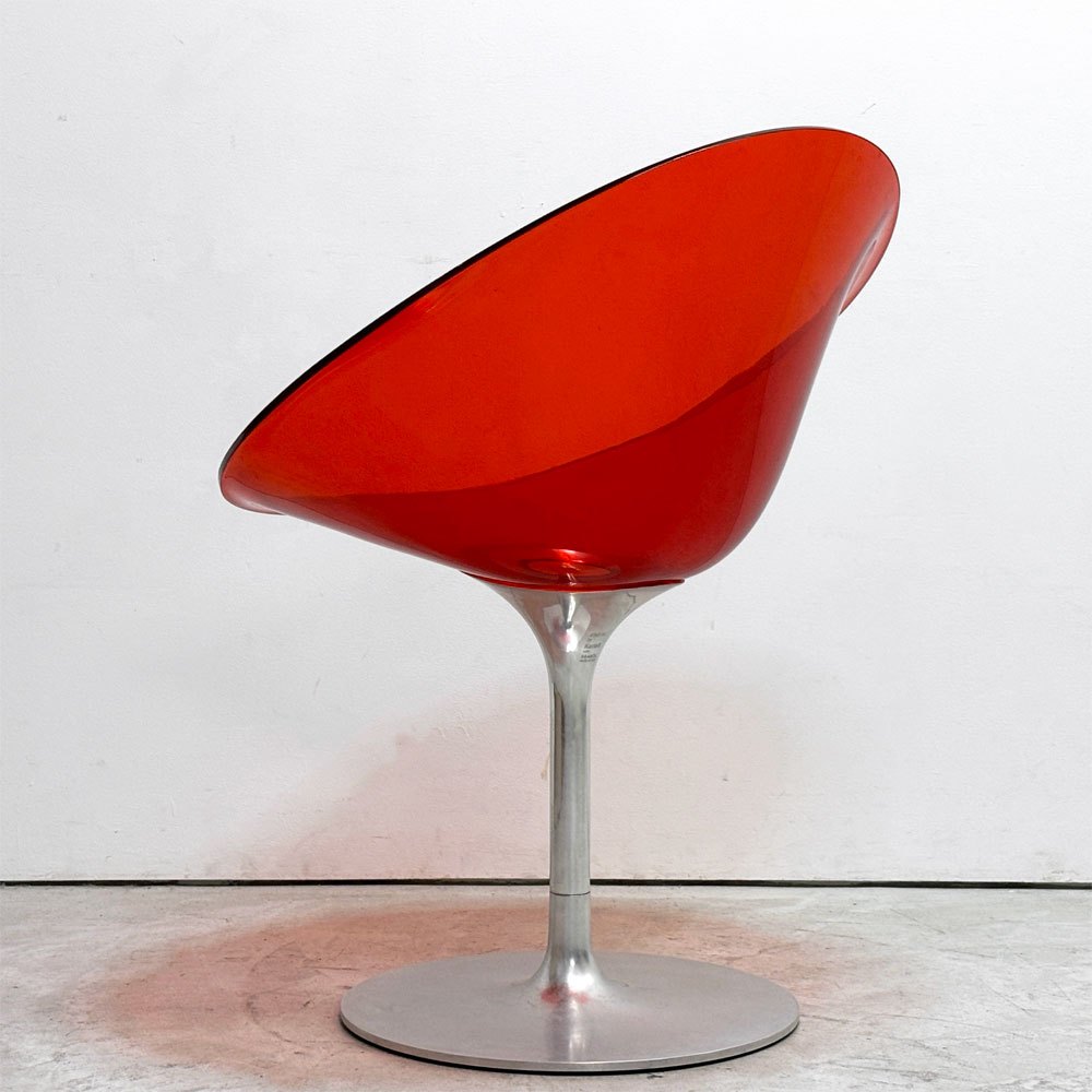 カルテル Kartell エロエス ERO S ダイニングチェア 1本脚 回転式 フィリップスタルク Philippe Starck スペースエイジ イタリアンモダン オレンジレッド ●