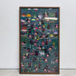 チェンマイ 手刺繍の装飾布 アートフレーム  52×87cm 額装品 インテリア タイ ●