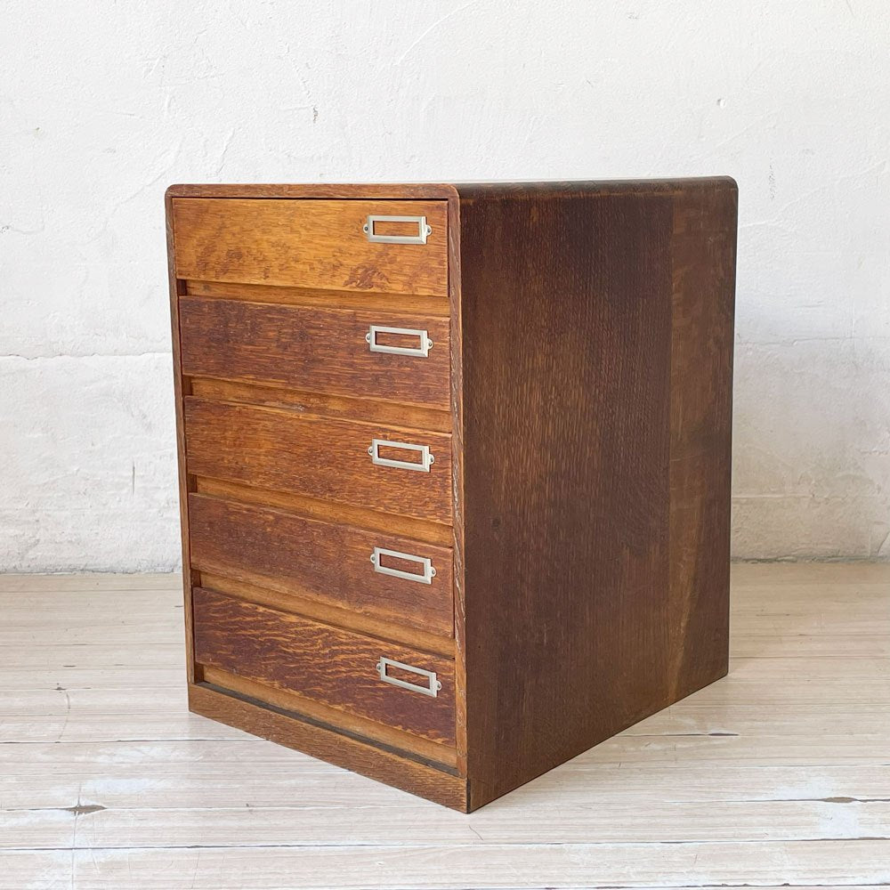ジャパンビンテージ Japan vintage 小引き出し 抽斗5杯 B5サイズ収納 ナンバリングプレート付 レトロ 古家具 古道具 アンティーク ★