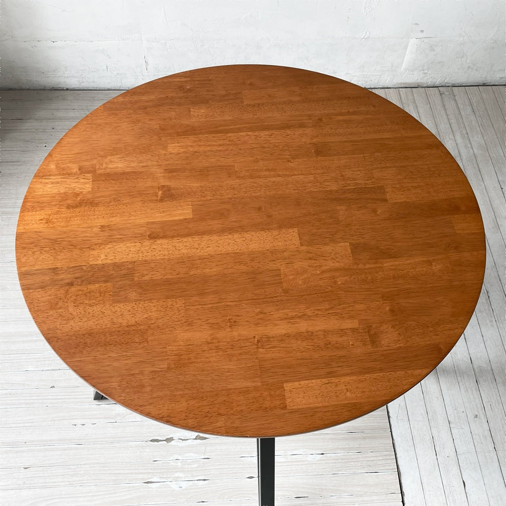 かなでもの KANADEMONO ザ・カフェテーブル THE CAFE TABLE Black Steel 4pin ラウンド Φ80cm ラバーウッド天板 ★