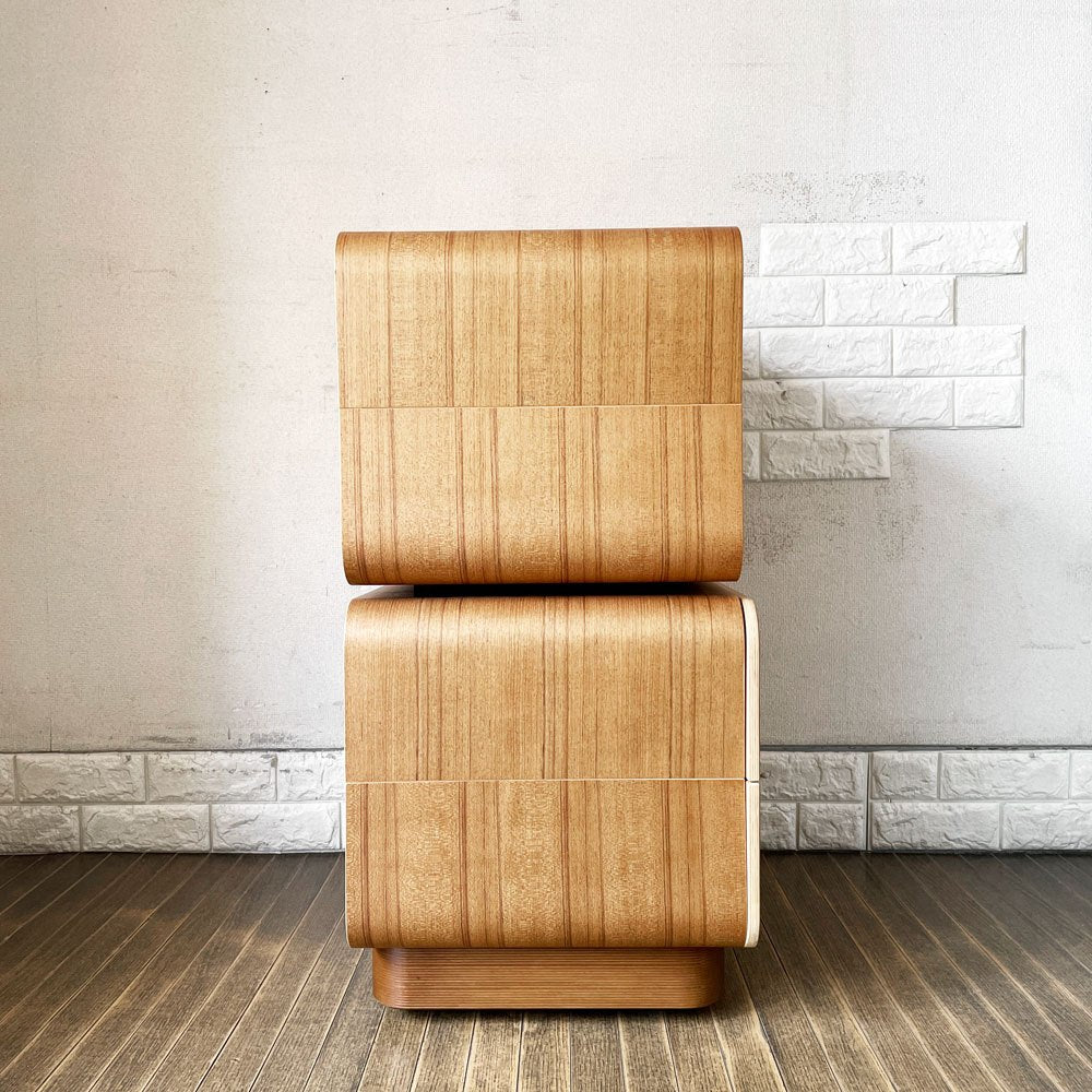 モダニカ MODERNICA セルシステム Cell System チーク材 2段 オープン＋2ドロワーユニット W60cm キャスターベース 廃番仕様 ◎