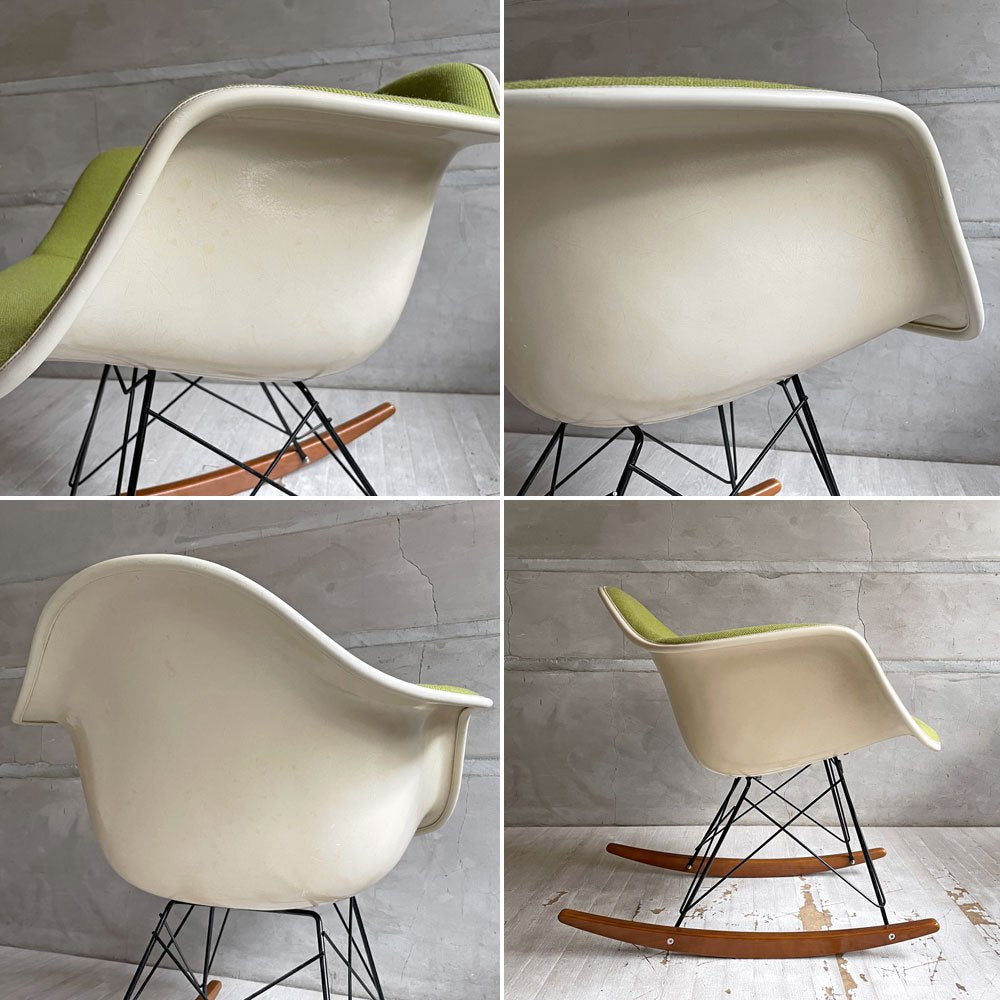 ハーマンミラー Herman Miller アームシェルチェア セカンド 2nd ビンテージ FRP アプホルスター ロッカーベース イームズ ミッドセンチュリー 生地張替え済 ♪