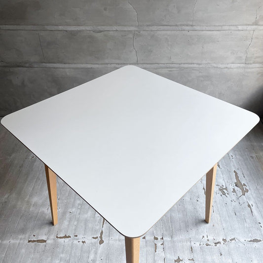 クラッシュゲート CRASH GATE フォックス FOX ダイニングテーブル スクエア ホワイトメラミン天板 積層合板 ビーチ材 関家具 参考定価￥59,400- 美品 ♪