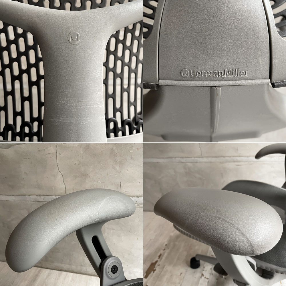 ハーマンミラー Herman Miller ミラチェア Mirra Chair オフィスチェア スタジオ7.5 グラファイトベース グラファイトアーム  廃番 ♪