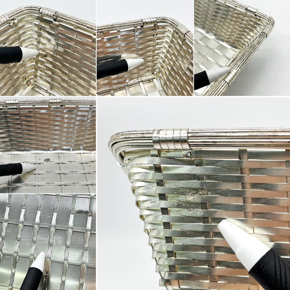 クリストフル CHRISTOFLE コレクション ガリア COLLECTION GALLIA ブレッド バスケット Bread Basket スクエア 編み込み シルバー 銀メッキ W23.5cm フランス B ●
