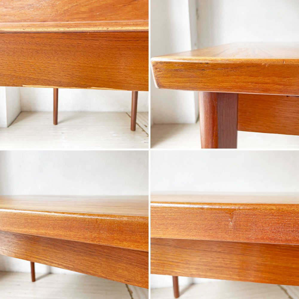 デンマークビンテージ Danish Vintage チーク材 エクステンション ダイニングテーブル 伸長式 ドローリーフ式 北欧家具 ★