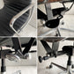 ハーマンミラー Herman Miller イームズアルミナムグループ マネジメントチェア アルミバフベース ガス圧昇降 5本脚キャスター 本革 レザー ブラック C ♪