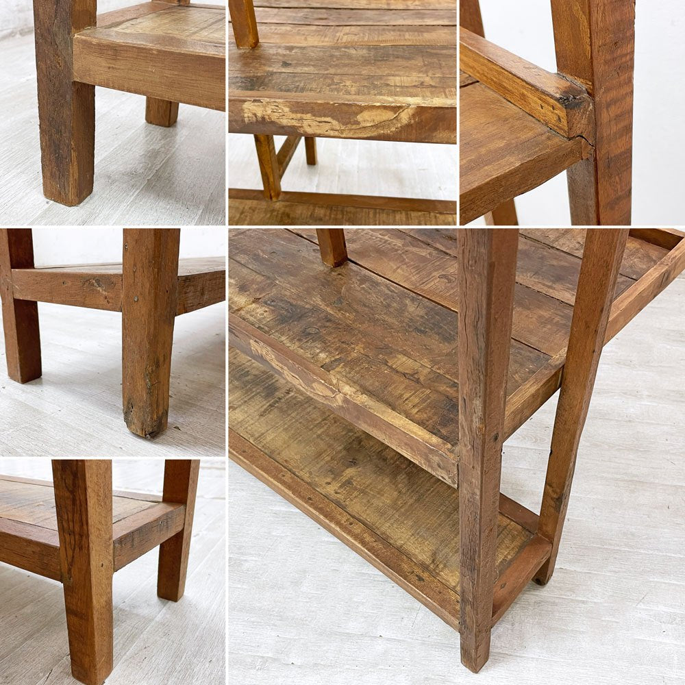 ビンテージスタイル Vintage style 古材風 シェルフ ラック 折り畳み式棚板  アジアンスタイル ●