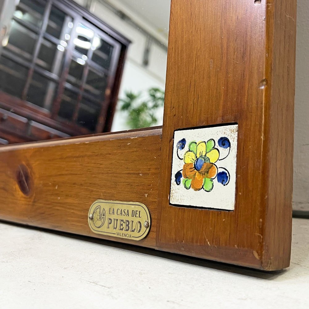 アクタス ACTUS バレンシア ウォールミラー パイン材 タイル カントリー スペイン製 W65.5×H97cm ●
